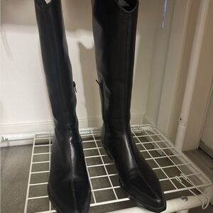 Black Knee-High Leather Boots